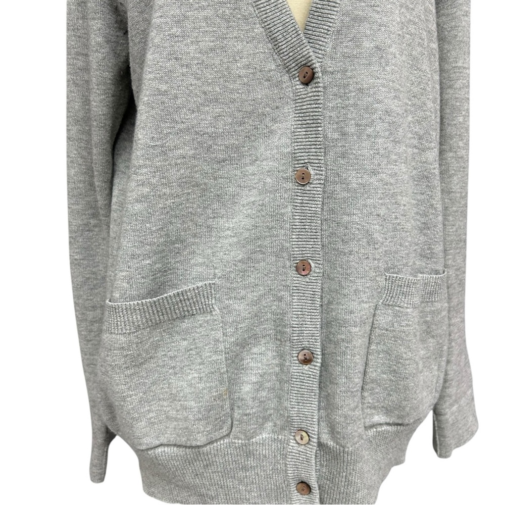 Sundance Gray Merino Wool Blend Button Front Cardigan Sweater PM Petite Medium - Picture 7 of 10